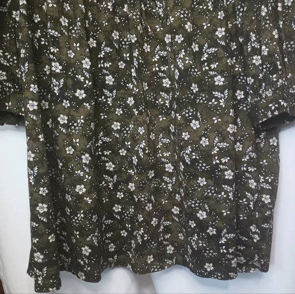 Old Navy Peasant Dress XL Mini Green Floral Balloon Sleeve Boho Forest Fairy - Picture 5 of 13